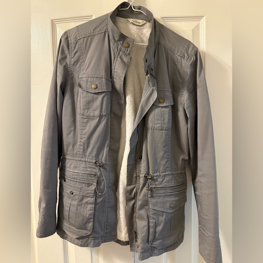 L.L. Bean Grey Women’s Utility Jacket Fur Lined Size Small